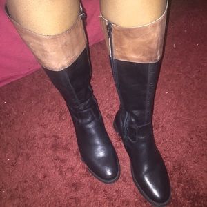 Aldo tan black leather boots for women